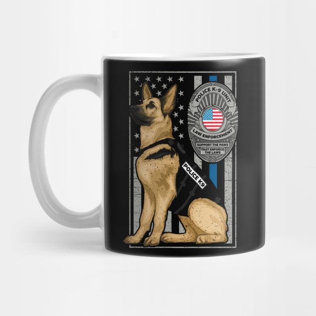 Police K-9 Unit German Shepherd Dog Thin Blue Line by RadStar